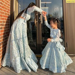 Designer Lehenga chori - Light Blue 0/32